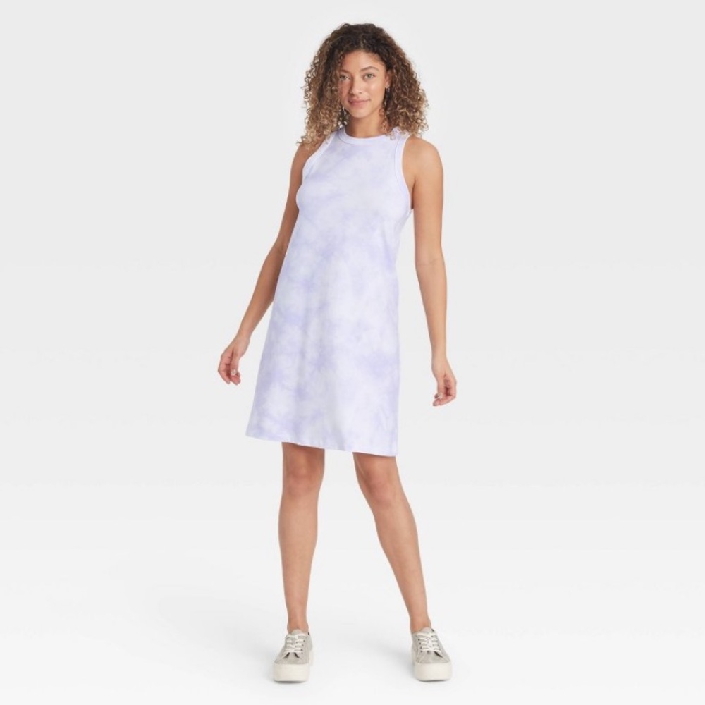 a new day Purple Tie Dye Knit Tank Mini Dress
